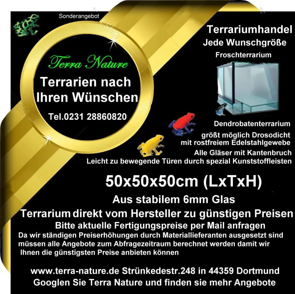 Frosch- Terrarien Dendrobaten- Terrarium 50x50x50(LxTxH)